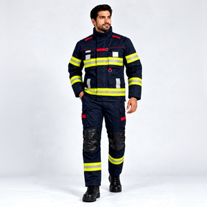 Uniforme de Bombero para Hombre, Chaqueta y Pantalones de Seguridad Reflectantes de Aramida, Franjas de Alta Visibilidad, Ropa de Trabajo Protectora para Rescate de Emergencia - Product Image 1