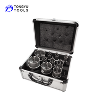 Ensemble de 10 scies cloches en carbure TCT de 16 à 53 mm pour le perçage de métaux, acier inoxydable, alliage, plaque, tuyau, tube avec étui en aluminium