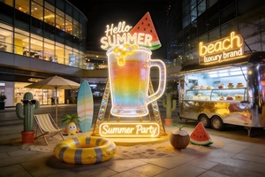 Instalación de Neón Personalizada con Temática de Fiesta de Verano para Exteriores, Instalaciones para Fotos en Plazas Comerciales, Neón de Gran Escala con Forma de Jarra de Cerveza de FRP - Product Image 3