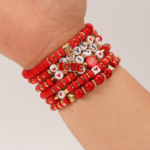 Joyería de Moda, Pulseras de Cuentas con Dijes de Corazón, Regalo de San Valentín para Mujer, Hecho en China - Product Image 4