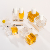 Botol Roller Persegi Kaca Mini Portabel 5ml 10ml 15ml 30ml yang Dapat Digunakan Kembali dengan Bola Roll Baja Tahan Karat