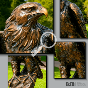 Statua animale dell'aquila in bronzo a grandezza naturale, per la decorazione del giardino e della Villa - Product Image 2