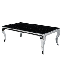 Table basse latérale Design noir Salon moderne Rectangle personnalisé en fibre de verre ruban Table basse en acier inoxydable