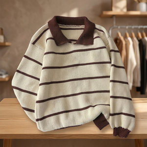 Suéter de Punto Liso para Mujer, Transpirable, Antiarrugas, Cuello Camisero, Manga Larga, Cuello Redondo, Otoño Invierno 2026, 100% Tejido - Product Image 3