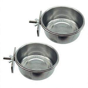 Hot Sales Stainless Steel Portable Bird <b>Cage</b> Water and Food Bowl Clamp Holder Huge Demand for Parrot Dish Cups - Product Image 1