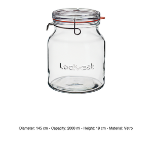 Glass <b>Jar</b> 2 L H 19 cm Ø 14.5 cm with Lid and Hermetic Seal Lock-Eat Bormioli Rocco - Product Image 3