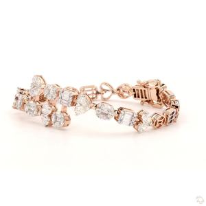 Bracelet chaîne en or, argent et or rose avec diamants pour femmes, bijoux élégants et luxueux, bracelet léger et tendance - Product Image 5