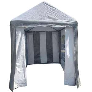 GARDENWILD - Nouveau abri de jardin robuste 2x3m en tube <span class=keywords><strong>d</strong></span>'acier galvanisé avec revêtement PVC, rayures noires et blanches, et parois latérales - <span class=keywords><strong>Prix</strong></span> bas - Product Image 1