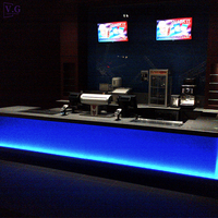 Comptoir de billetterie de cinéma personnalisé en Corian avec éclairage LED, comptoir de caisse éclairé, toutes formes disponibles