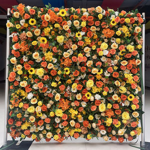 पीले गुलाब सूरजमुखी पुष्प दीवार पैनल 8 फीट x 8 फीट x 8 फीट रेशम कृत्रिम फूलों की दीवार पृष्ठभूमि - Product Image 3