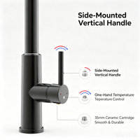 Nouvelle Robinet de Cuisine Moderne en Alliage de Zinc Gris Anthracite Extensible, Pivotant à 360°, Pulvérisateur 3 Fonctions, Mitigeur Monocommande en Céramique, Garantie 1 An