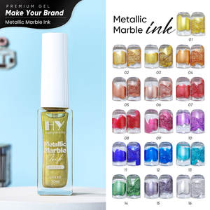 Encre à ongles effet marbre métallique 16 couleurs, séchage rapide à l'air LED UV, sans durcissement UV, écologique, pour nail art DIY, personnalisable OEM, sans HEMA, végétalien - Product Image 5