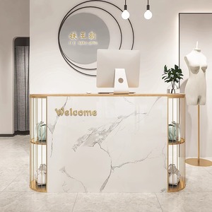 <span class=keywords><strong>Mostrador</strong></span> de Recepción Económico para Salón de Belleza con Caja Registradora, Mesa de Recepción Blanca para Oficina - Product Image 5
