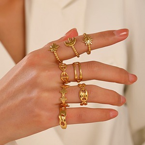 Bagues <span class=keywords><strong>de</strong></span> doigt Bohème en acier inoxydable, motif Étoile <span class=keywords><strong>du</strong></span> <span class=keywords><strong>Nord</strong></span>, dorées métalliques, célestes, ouvertes, ajustables et empilables, pour un cadeau esthétique - Product Image 2