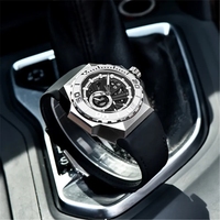 Montre mécanique pour homme PAGANI DESIGN YS-007, grande taille 47,5 mm, squelette, bracelet en cuir, saphir, étanche, montres-bracelets, Reloj Hombre