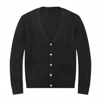Modischer Alltags-Cardigan für Herren mit Zopfmuster, V-Ausschnitt, Einreihig mit Knöpfen und Individuellem Logo