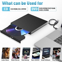 Lecteur DVD externe USB Type-C/enregistreur/lecteur optique, graveur de CD-RW/DVD-RW, compatible avec ordinateur portable et ordinateur de bureau
