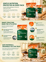 Sachet Doypack à fond plat mat, refermable, de qualité alimentaire, pour céréales pour bébés et aliments pour nourrissons en bâtonnets, impression personnalisée en gros