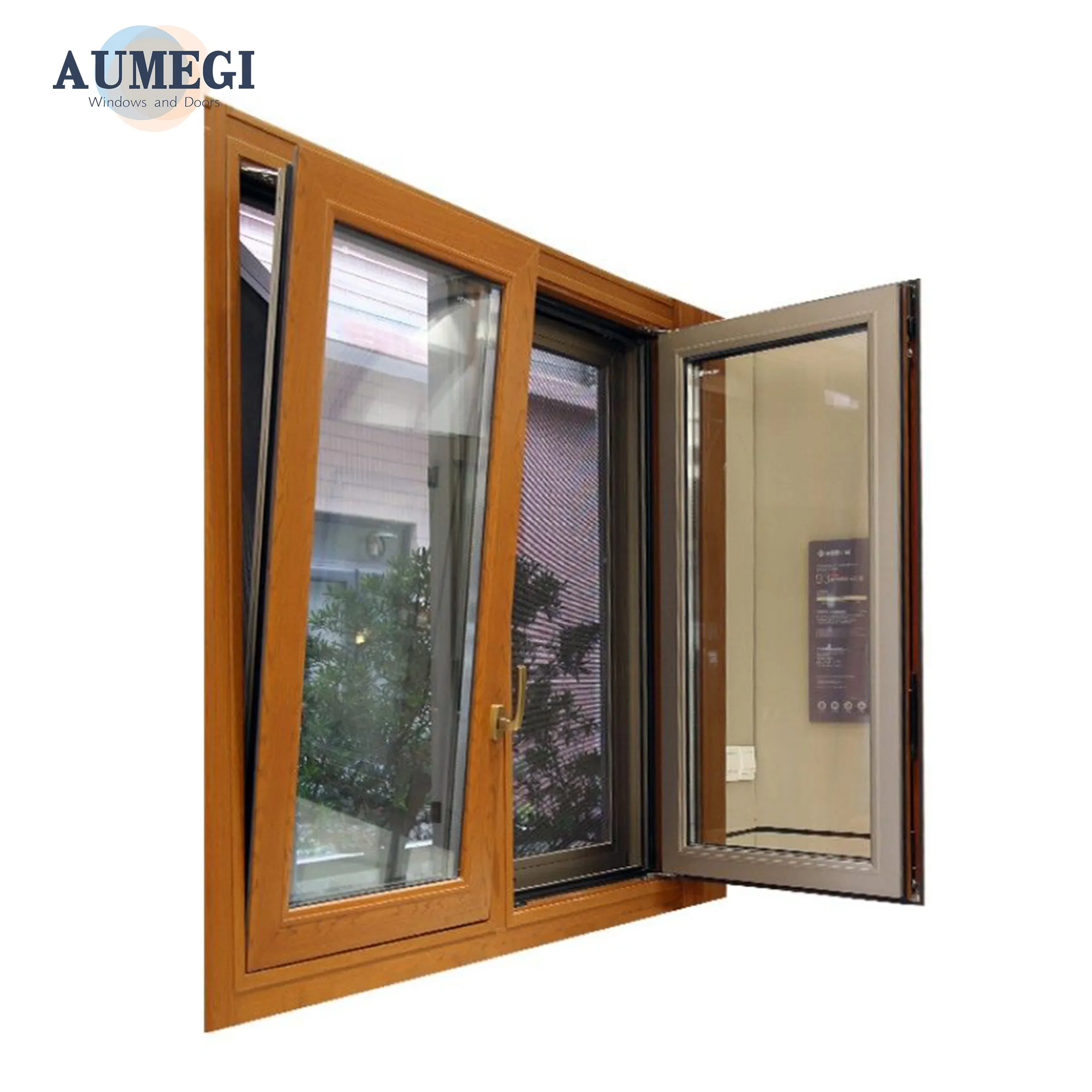 Ventana abatible de aluminio para uso doméstico Aumegi para ventanas abatibles francesas para el hogar
