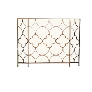 Quatrefoil Design 3-PANEL Pantalla de chimenea de metal de bronce Accesorio elegante para <span class=keywords><strong>chimeneas</strong></span> domésticas - Product Image 4