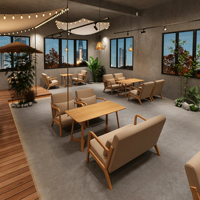 Meubles de restaurant, ensemble table et chaises pour café, canapé commercial en bois massif avec éponge haute densité pour cafés, salons de thé