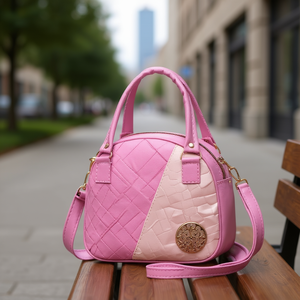 Bolso Bandolera Vintage para Mujer Fana Bonita, Diseño Geométrico Rosa, Correa Única de Lana, Cierre de Cremallera, Uso Diario - Product Image 2