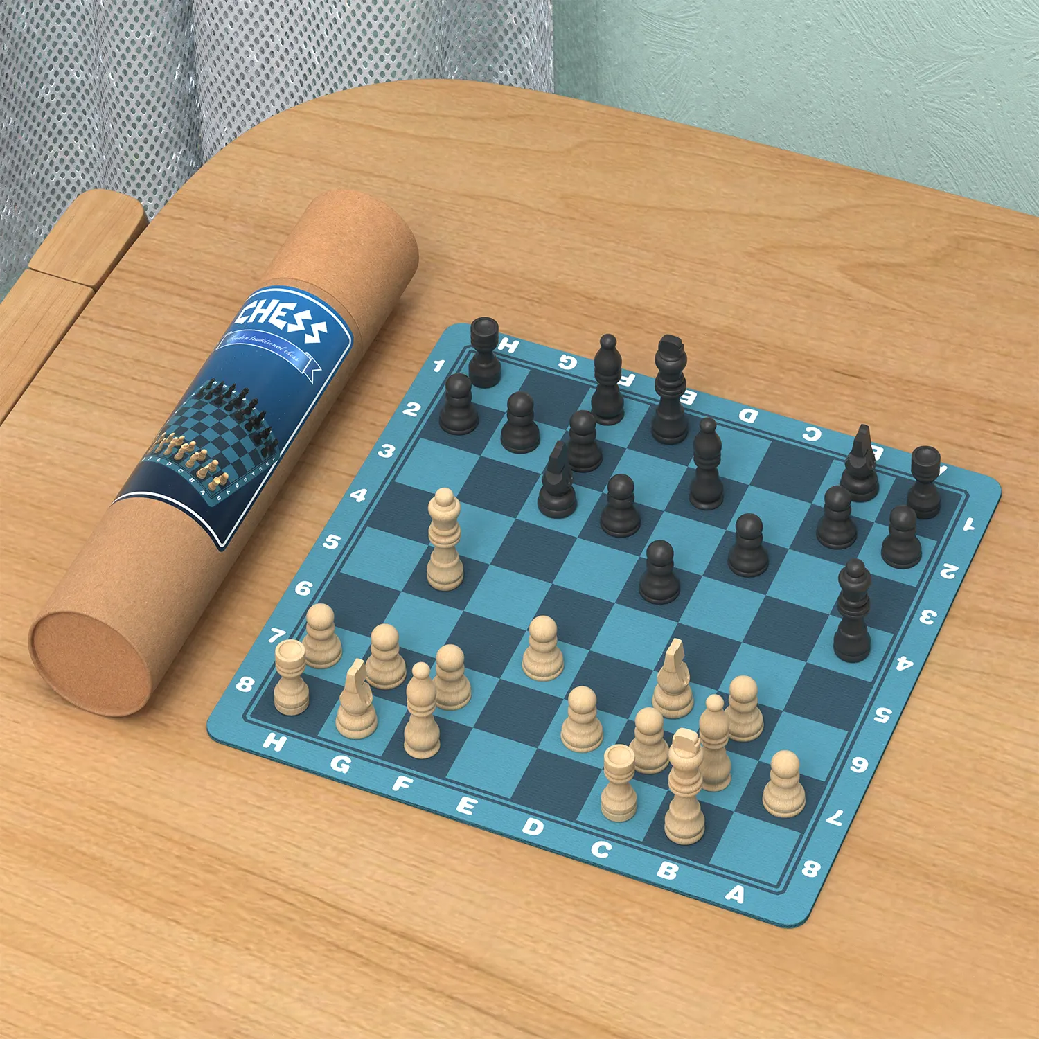 Katlanabilir satranç deri satranç tahtası seti Roll-Up seyahat satranç seti taşıma tüp omuz askısı ile büyük acemi satranç seti