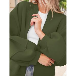 Chaqueta Bomber Personalizada para Mujer con Cierre, Manga Farol, Estilo Casual Oversize, Atuendos de Otoño 2025 - Product Image 2