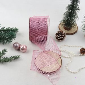 Pita Jala Stok warna pink ungu biru perak dengan Glitter untuk Pembuatan Pita DIY, Pembungkus Kado, Pohon Natal - Product Image 2