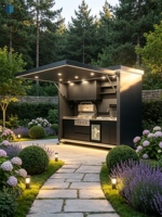 Cuisine extérieure modulaire en acier Yozon avec barbecue, station de cuisson personnalisée pour jardin et cour