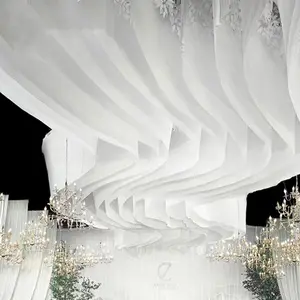 סיטונאי מותאם אישית אירוע אספקת מסיבת קישוט לבן תלוי תקרה וילונות חתונה