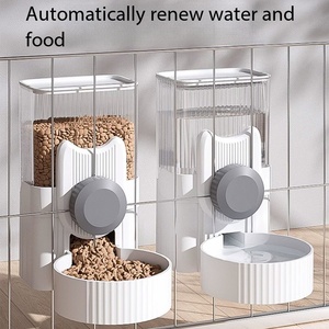 Fontaine à eau suspendue pour chat et distributeur automatique de nourriture pour animaux, distributeur d'eau sans prise pour chien avec bol d'eau suspendu - Product Image 1