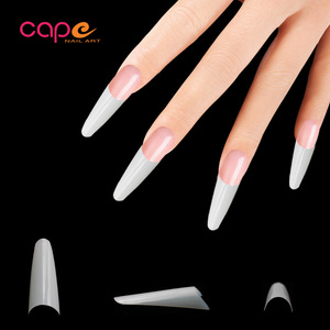 Nouveaux <span class=keywords><strong>faux</strong></span> ongles ovales en <span class=keywords><strong>plastique</strong></span> K Nail Art Products, style French, demi-couverture, ultra-fins, sans trace, patch fluorescent, en sachet - Product Image 1
