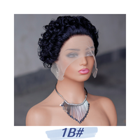 Wig 100% rambut manusia penjualan laris wig keriting potongan Pixie pendek wig renda 13*1 untuk wanita