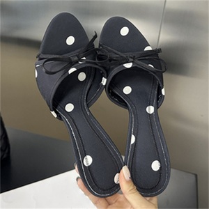 2025 Women's Sexy Club Style Stiletto Sandals New Summer Autumn Polka Dot Open Toe <b>Bow</b> Slippers Black <b>Large</b> Size 43 - Product Image 1