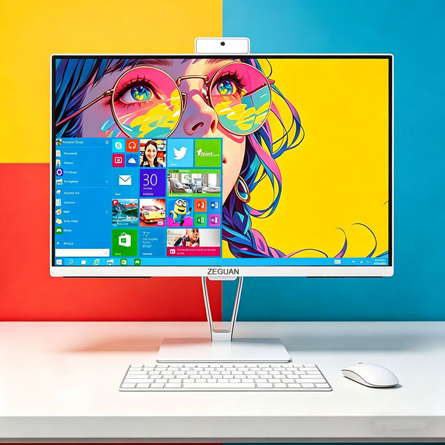 24 Inch Intel Core I7 I5 8G DDR4 256G SSD All in One PC Desktop Computer WiFi Blue-tooth Speaker with Keyboard and Mouse