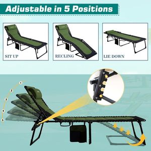 <span class=keywords><strong>Chaise</strong></span> <span class=keywords><strong>longue</strong></span> <span class=keywords><strong>pliante</strong></span> WKFAMOUT d'extérieur avec cadre en acier inoxydable, inclinable en 5 positions, hauteur réglable, support de tête réglable, pour la plage - Product Image 4