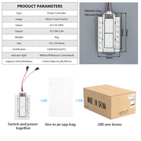 Anti-buée 12V 3A 36W avec LED monochrome, interrupteur tactile intelligent à double touche, variateur de luminosité et capteur capacitif pour miroir de salle de bain