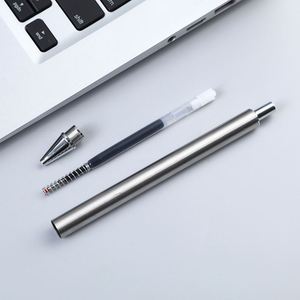 Brushed Stainless Steel Click Gel Ink <b>Pen</b>, Minimalist Slim Metal Retractable Signing <b>Pen</b> Custom Logo for Office Hotel Corporate - Product Image 5