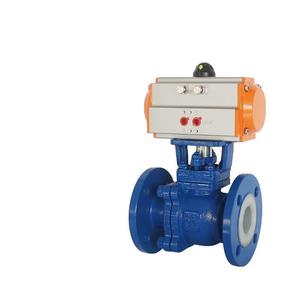 Válvula de bola flotante neumática con brida de PTFE y revestimiento de flúor Q641F46-16C de acero fundido resistente a ácidos para agua de grado alimenticio - Product Image 2