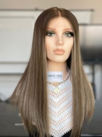Perruque Casher SHY en Cheveux Humains Bruts, Lace Front, Longueur Moyenne, Aspect Naturel de la Ligne des Cheveux, Fabricant
