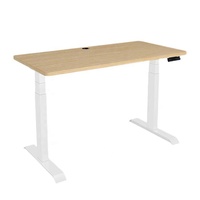 Escritorio Eléctrico Inteligente para Oficina, para 2 Personas, Patas Ajustables en Altura, Escritorio Moderno de Madera Blanca Melamina para Computadora de Oficina en Casa