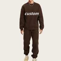 Produsen Pakaian Tracksuit Berat 345gsm, Setelan Olahraga Fleece Custom Ukuran Besar, Polos Unisex Pria Wanita