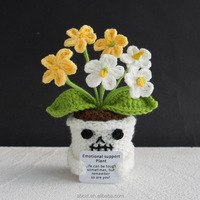 Plante en pot fleurie au crochet faite main, joli ornement de bureau en fil, cadeau de soutien émotionnel, décoration maison et bureau, vente en gros