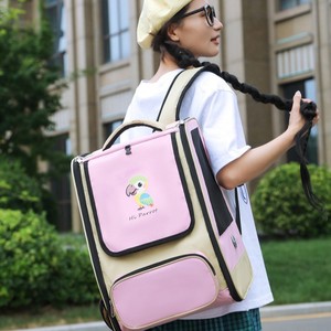 Breathable Large Capacity Pet <b>Backpack</b> For Cat Dog Outdoor Travel Blue Color With Parrot Design - Product Image 2