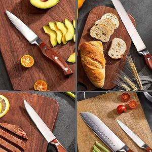 Ensemble de couteaux de cuisine personnalisés, 16 pièces, acier inoxydable, lame en damas forgée, couteaux de chef, couteaux utilitaires avec support en bois - Product Image 5