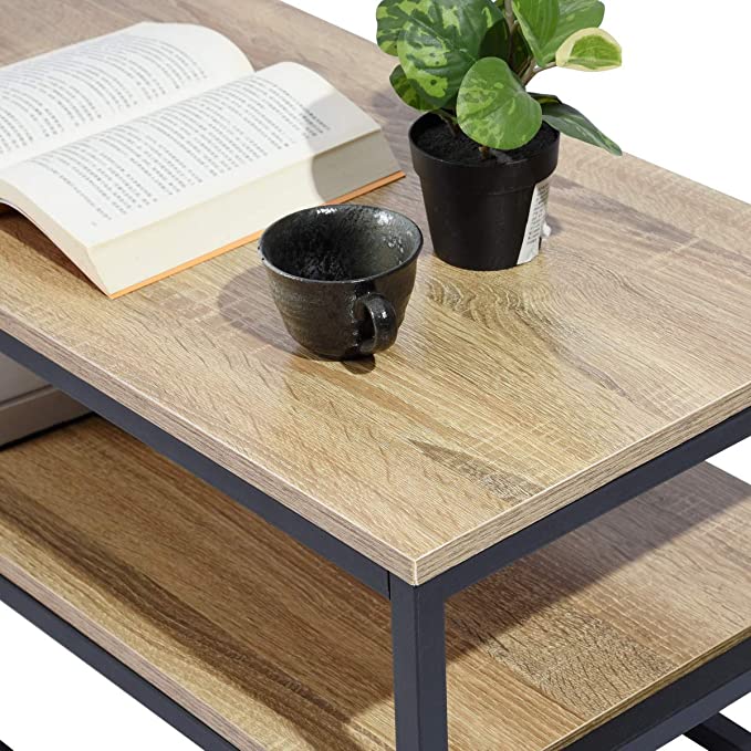 2 Shelves Metal Frame Living Room Furniture 120x40x42cm With Storage
