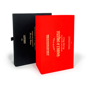 Aangepaste Rode Zwarte Fluwelen Magnetische Papieren Doos Voor Parfum Glazen Fles Doos Met Luxe Goud Folie Stempelen - Product Image 1