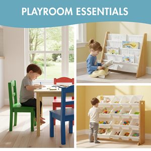 Libreria Organizzatore JQ per Cameretta, Scaffale a <span class=keywords><strong>4</strong></span> Ripiani con Tasche Profonde per Libri dei Bambini - Product Image 6