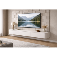 Meuble TV en bois Japandi beige R100 en gros, meuble TV de divertissement avec un grand espace de rangement